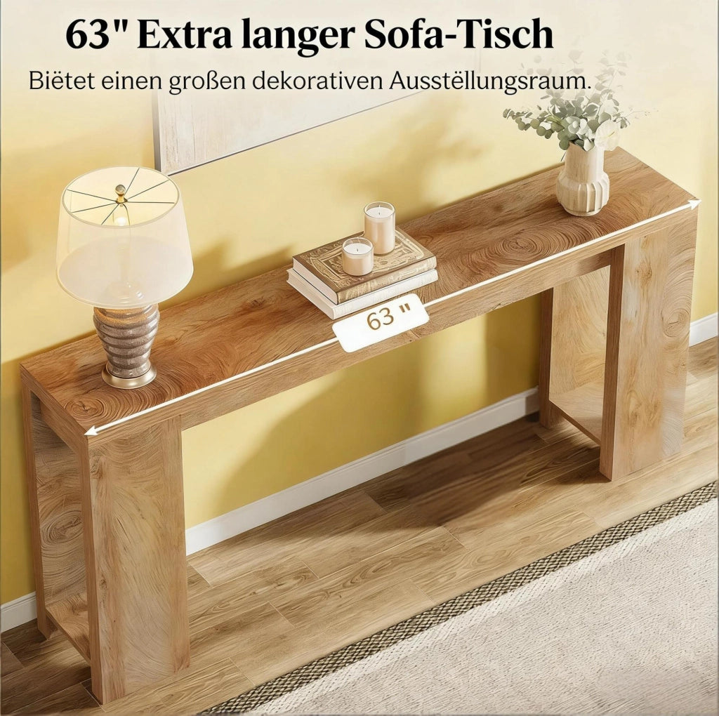 Tavolo consolle rustico per ingresso 63 x 11;81 pollici marrone