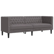 Divano | Divano da soggiorno | Sofa Chesterfield a 3 Posti Grigio in Similpelle