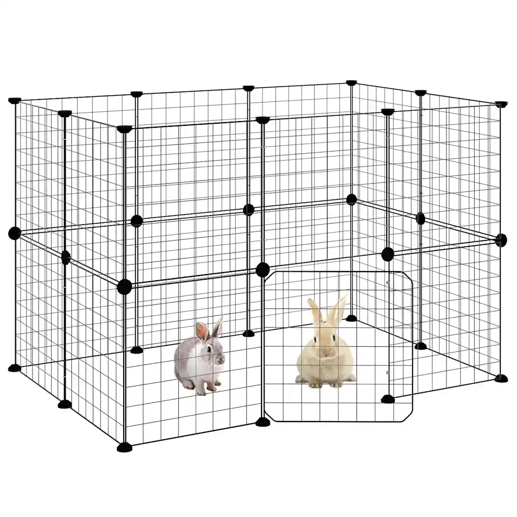 Gabbia per Animali 20 Pannelli con Porta Nera 35x35 cm Acciaio 3114037