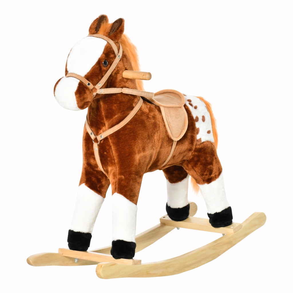 Cavallo a Dondolo in Legno con Suono ¨C zephmum ¨C Marrone 74x28x65 cm