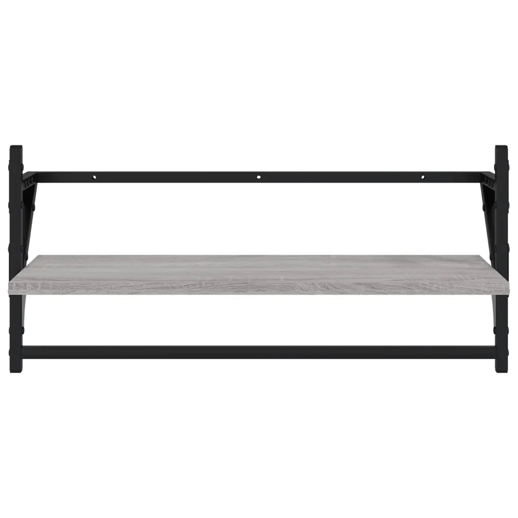 Set Mensole Parete con Aste 4pz Grigio Sonoma Legno Multistrato 836266
