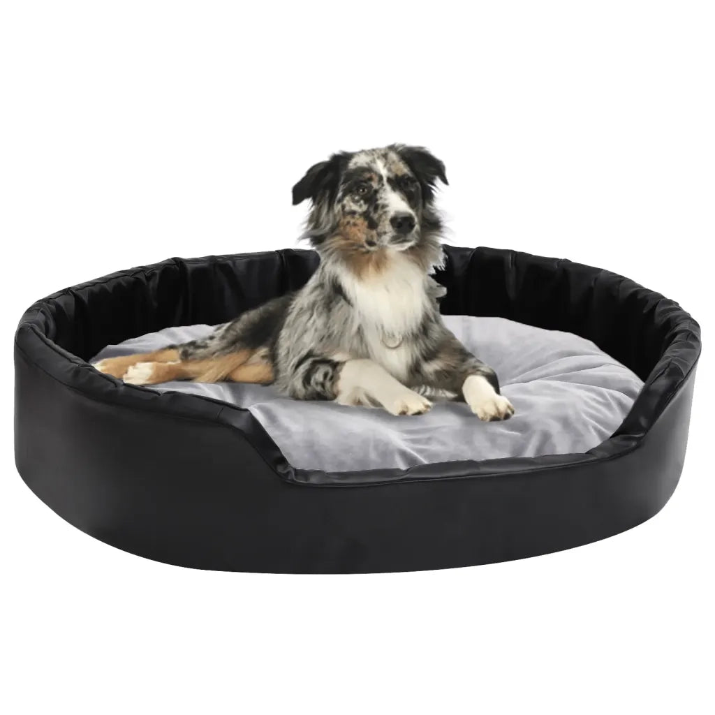 Lettino per Cani Nero e Grigio 90x79x20 cm Peluche e Similpelle 171255