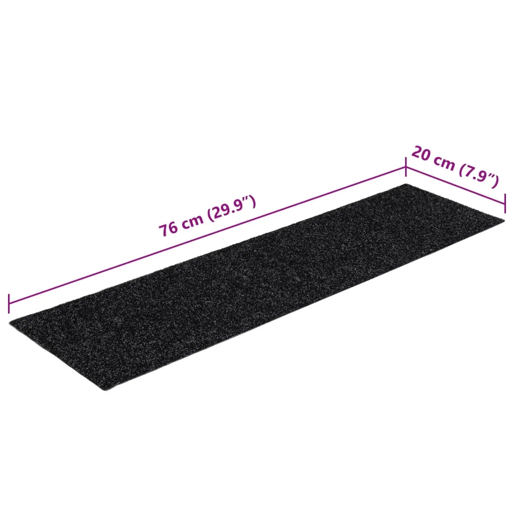 Tappetini per scale autoadesivi 15 pz 76x20 cm neri rettangolari 326926