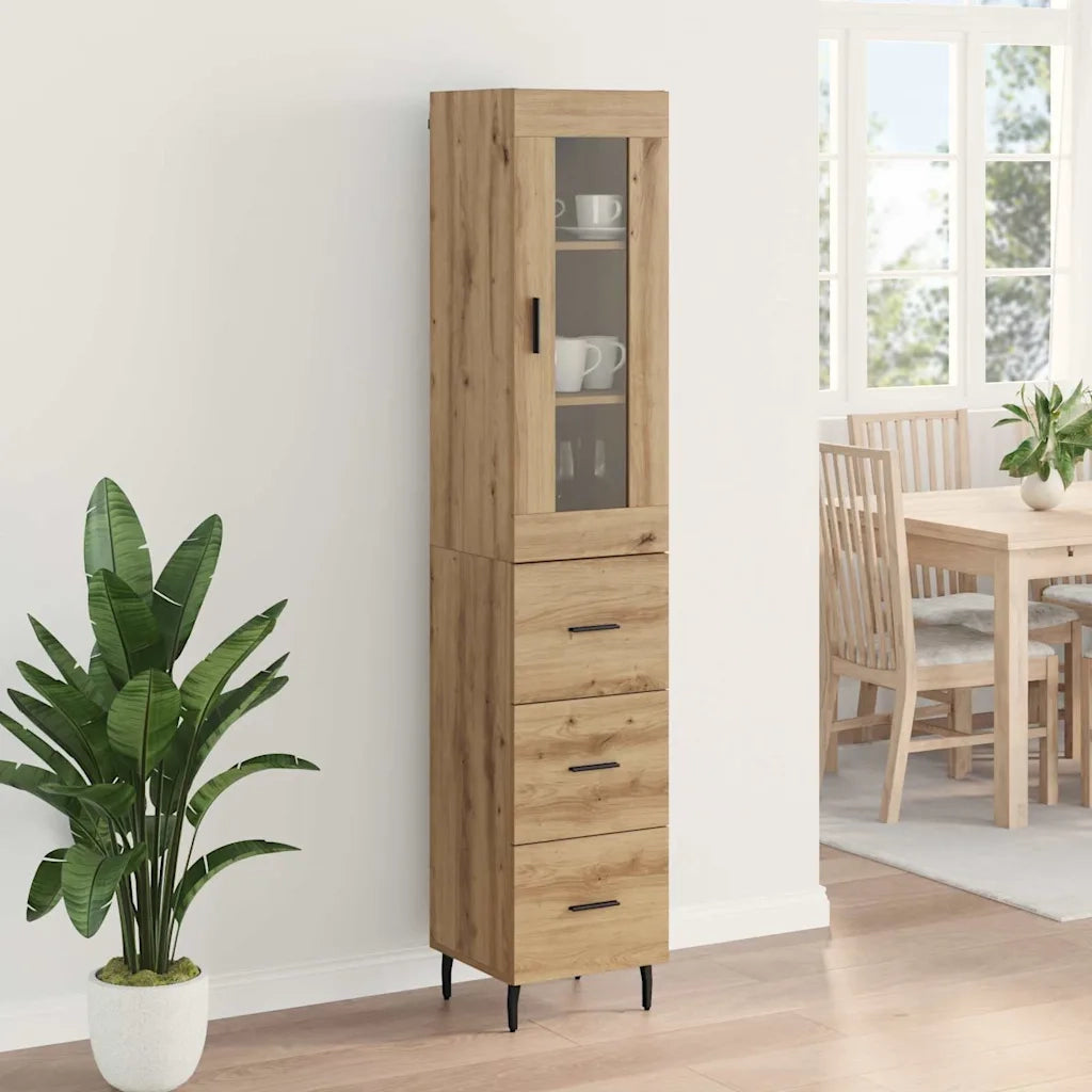 Credenza | Madia | Buffet da pranzo | Armadio da pranzo con cassetto Rovere artigianale 34,5 x 34 x 180 cm