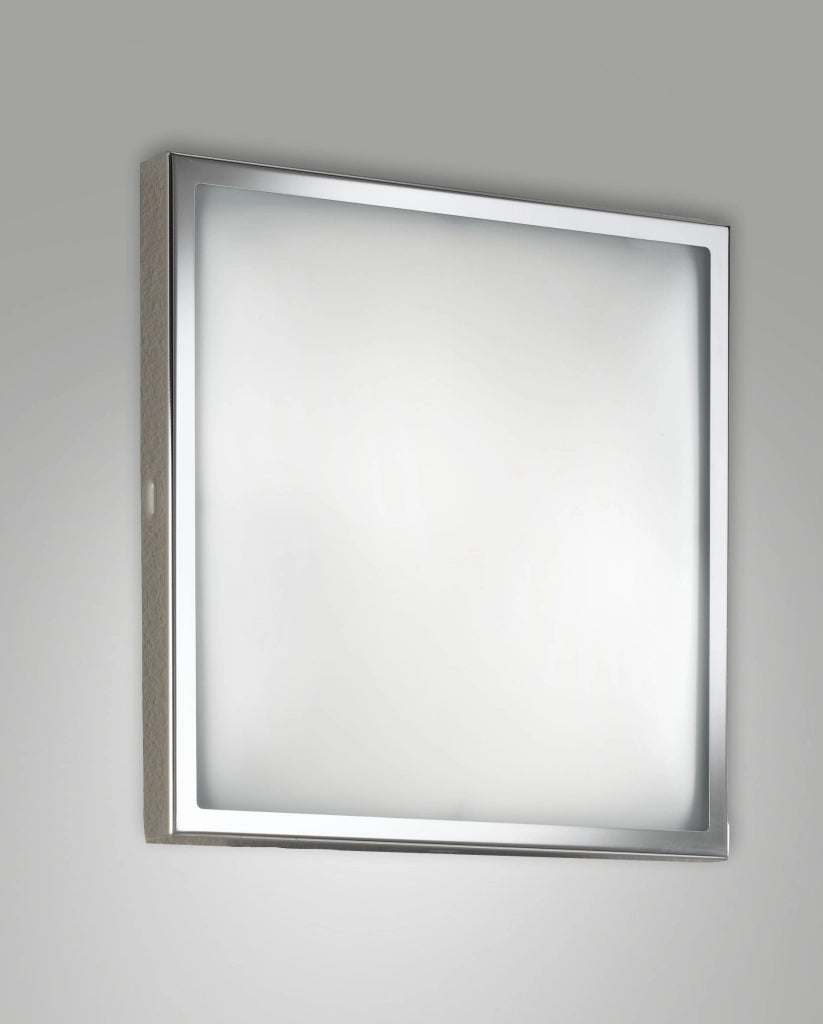 Osaka Plafoniera LED 30x30 cm 12W 1100lm 3000K Warm White Cromo Struttura in Metallo e Vetro - Design Moderno per Illuminazione Interni