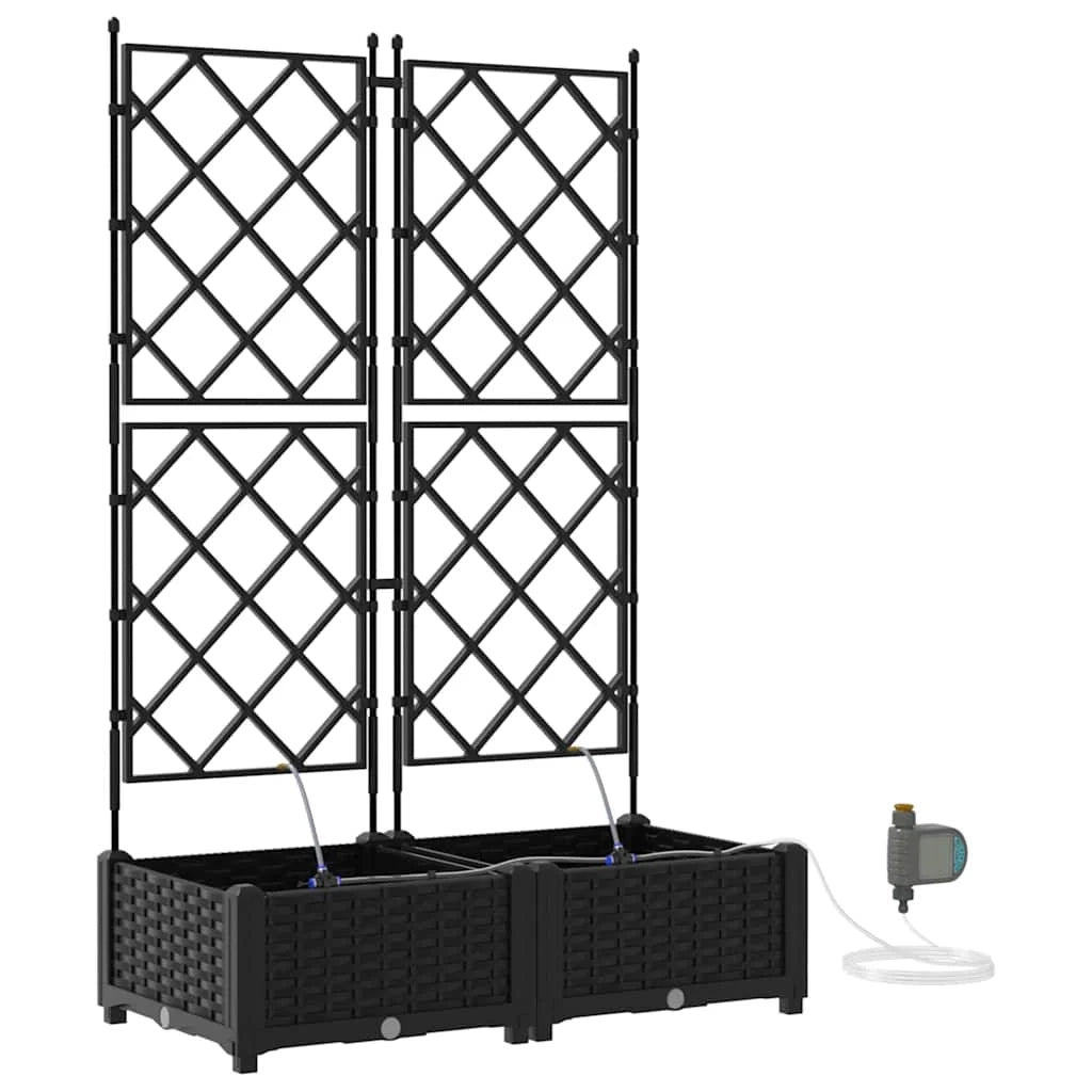 Set di 2 fioriere da giardino moderne resistenti ed eleganti in acciaio nero 80 x 40 x 126 cm 02_0058548