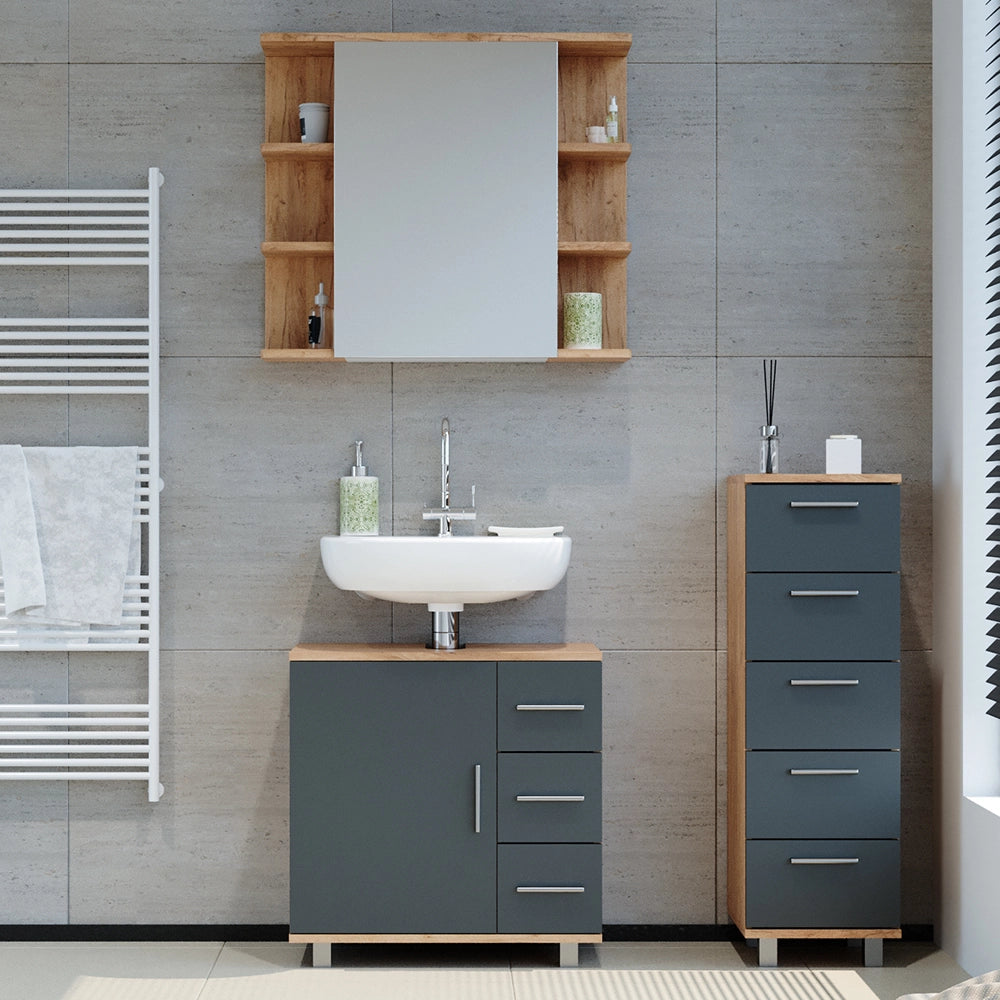 Vicco Set mobili bagno Rovere 3 parti
