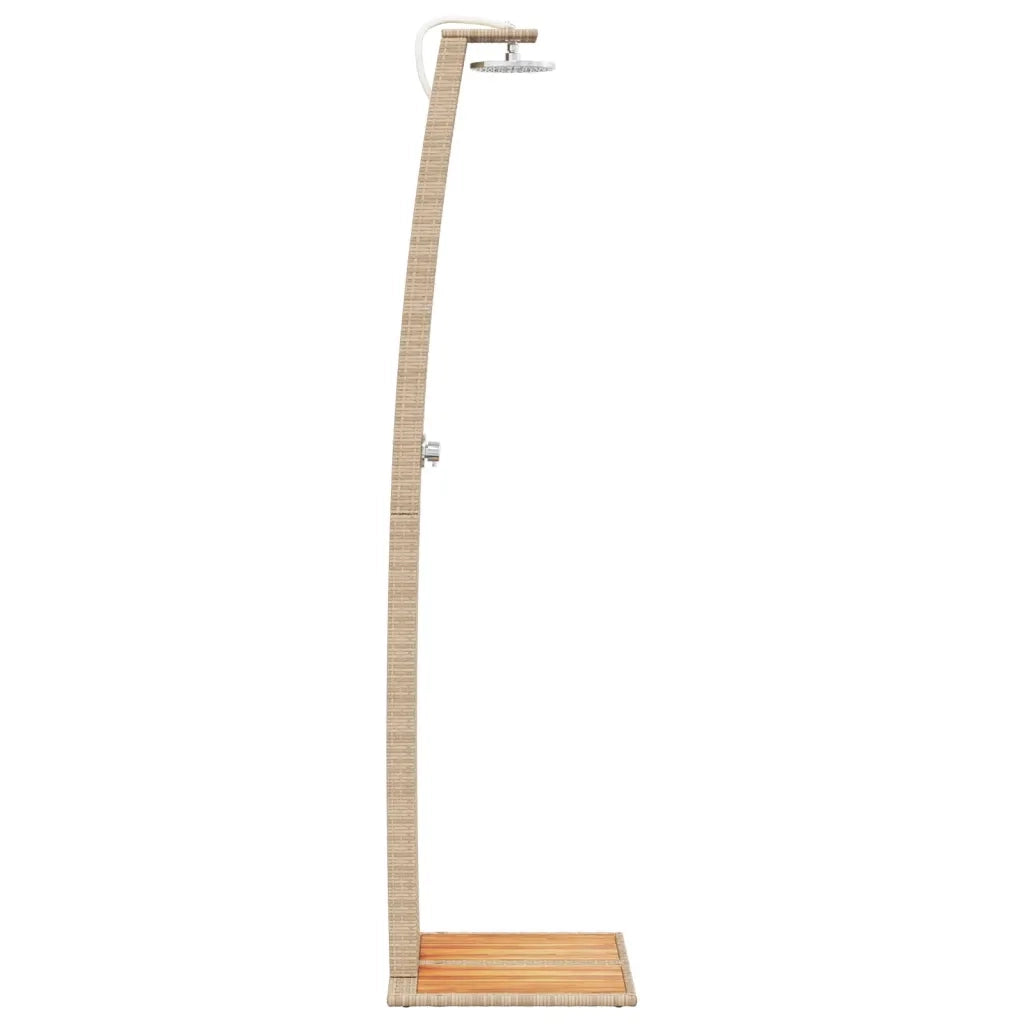 Doccia da Esterno Beige 55x60x224 cm Polyrattan e Legno Acacia CFW8813302