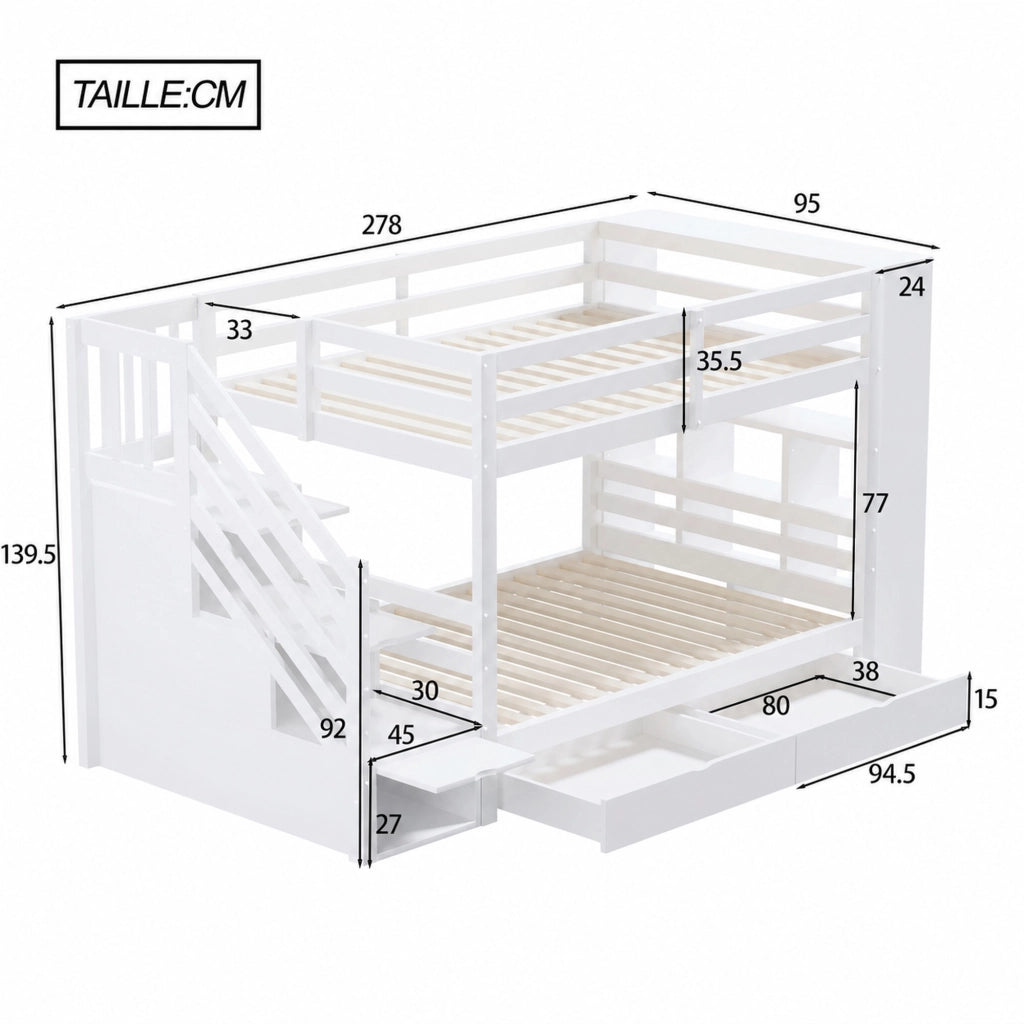 LETTO A CASTELLO 90x200 cm Legno Bianco
