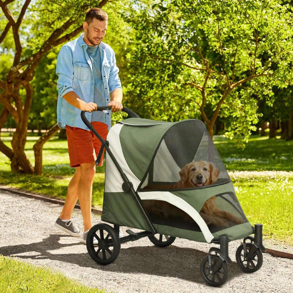 Carrello per Cani Pieghevole ¨C zephmum ¨C Verde Scuro 4 Ruote