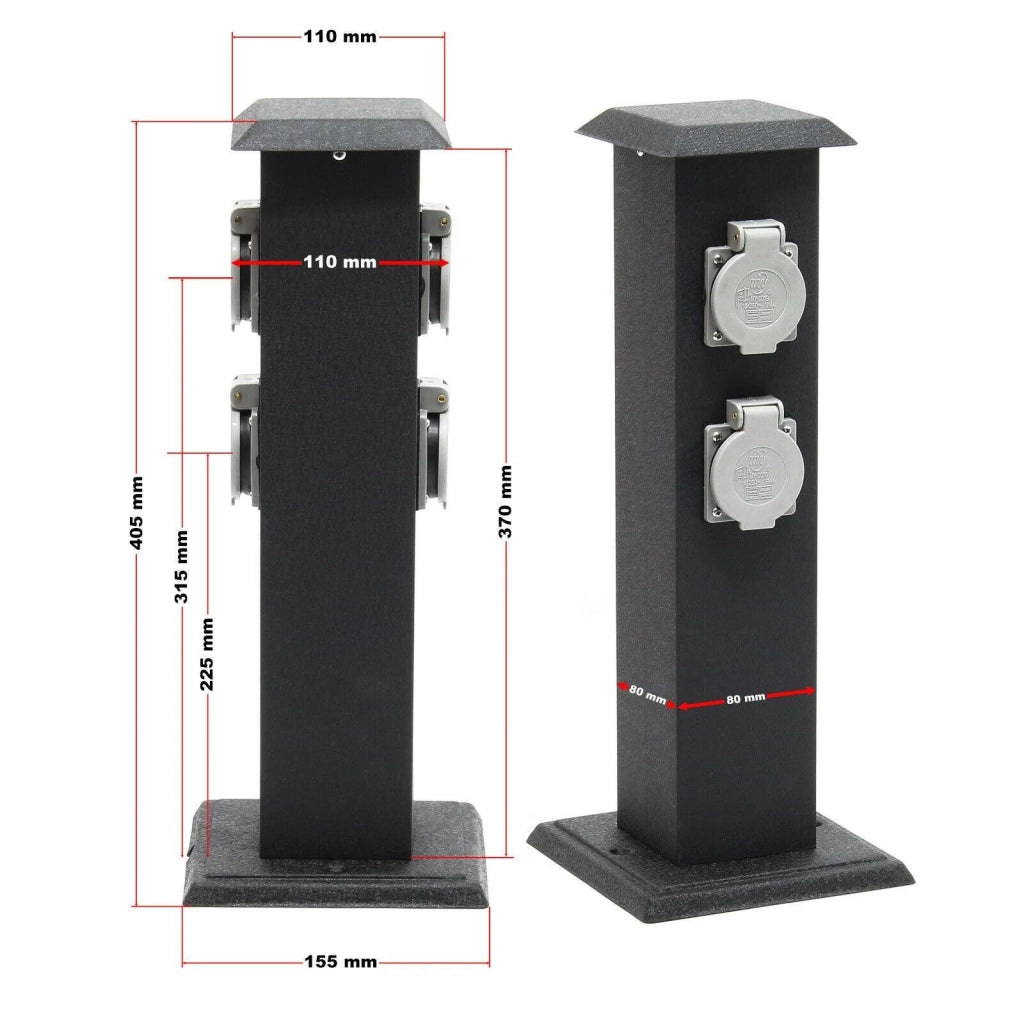 Colonnina elettrica con 4 prese elettriche da esterno metallo IP44 giardino 16_0002283