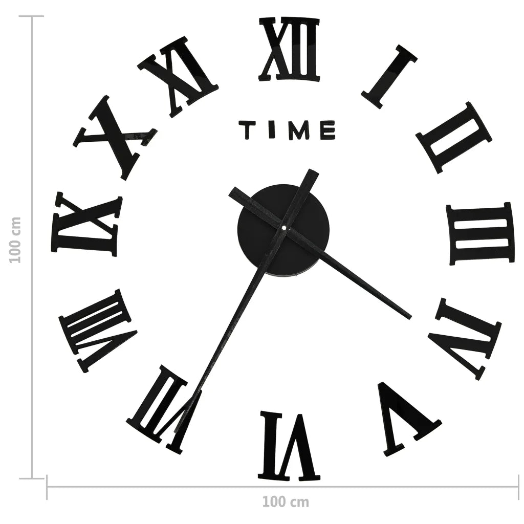 Orologio da Parete 3D Design Moderno Nero 100 cm XXL 325159