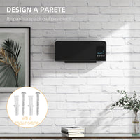 Termoventilatore da Parete Oscillante 54,5x12x21,5 cm in ABS Nero
