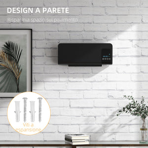Termoventilatore da Parete Oscillante 54,5x12x21,5 cm in ABS Nero
