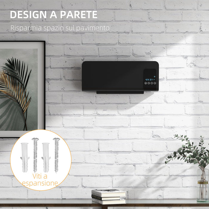 Termoventilatore da Parete Oscillante 54,5x12x21,5 cm in ABS Nero