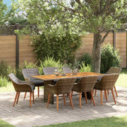 Set da Pranzo per Giardino con cuscino 9 pcs Grigio polyrattan