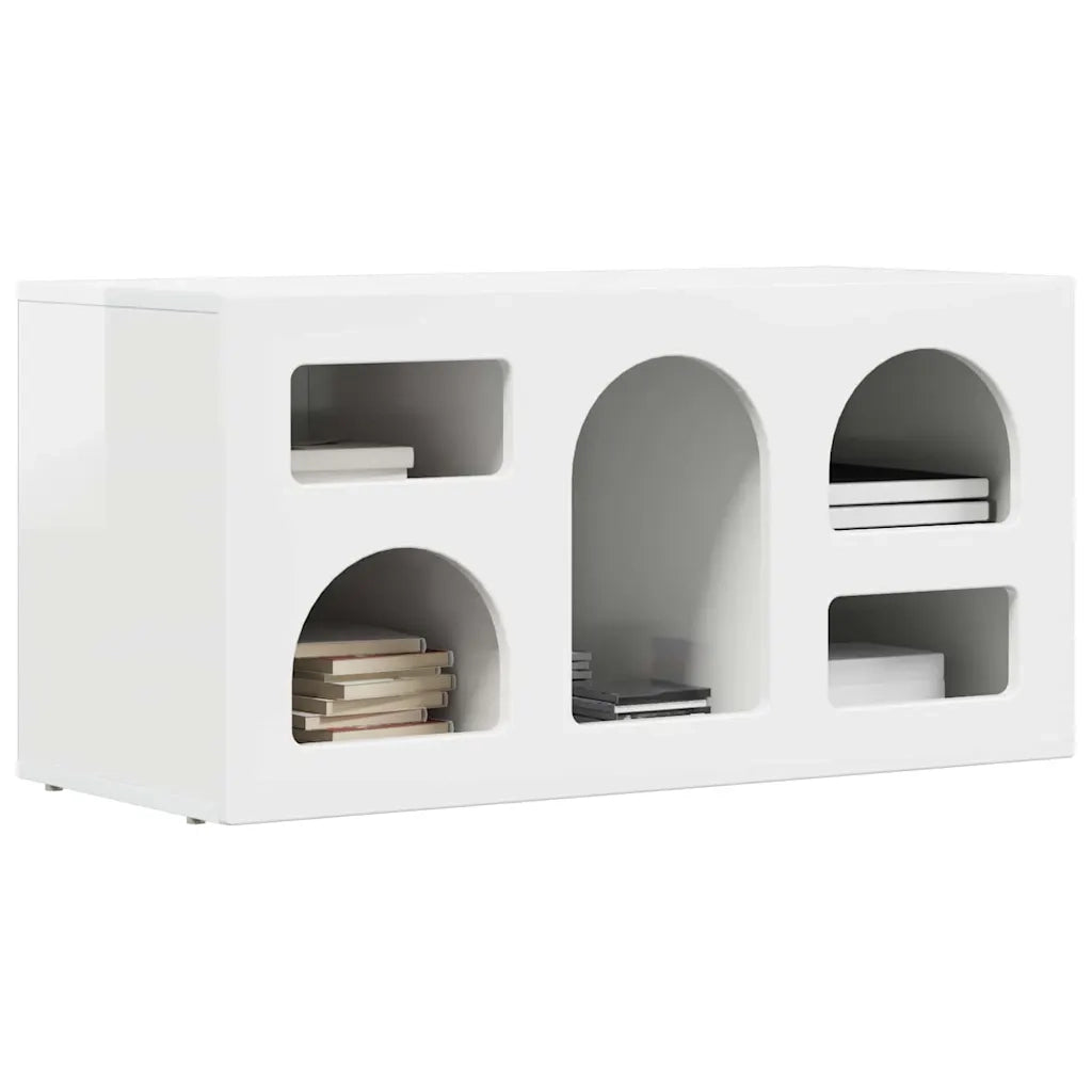 Mobile TV Bianco Lucido 80 x 35 x 40 cm Legno multistrato 891278