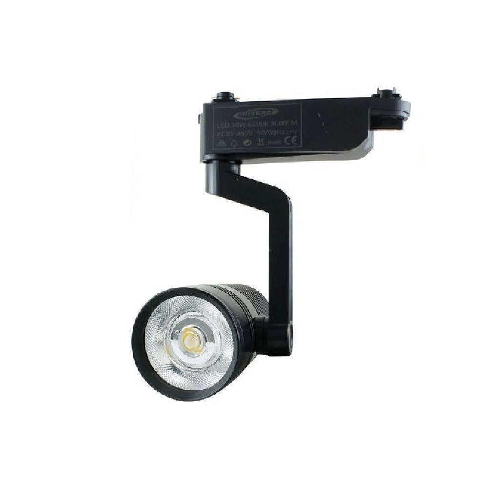 Trade Shop - Faretto Led Binario Nero Lampada Pista 30watt Luce Naturale Calda Fredda F-30w8h -