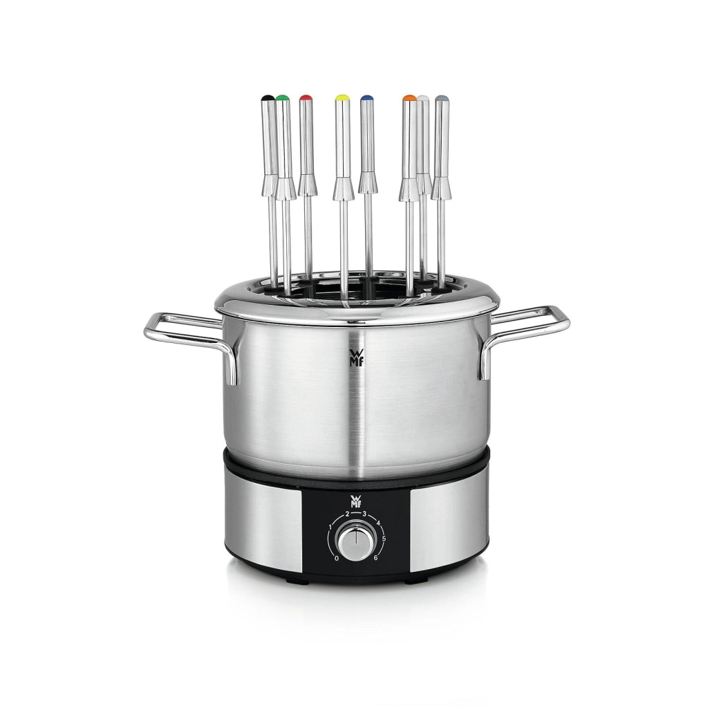 WMF 04.1513.0011 Lono Fonduta Elettrica 1400 W per 8 Persone con Regolazione Temperatura e Forchette Colorate colore Nero
