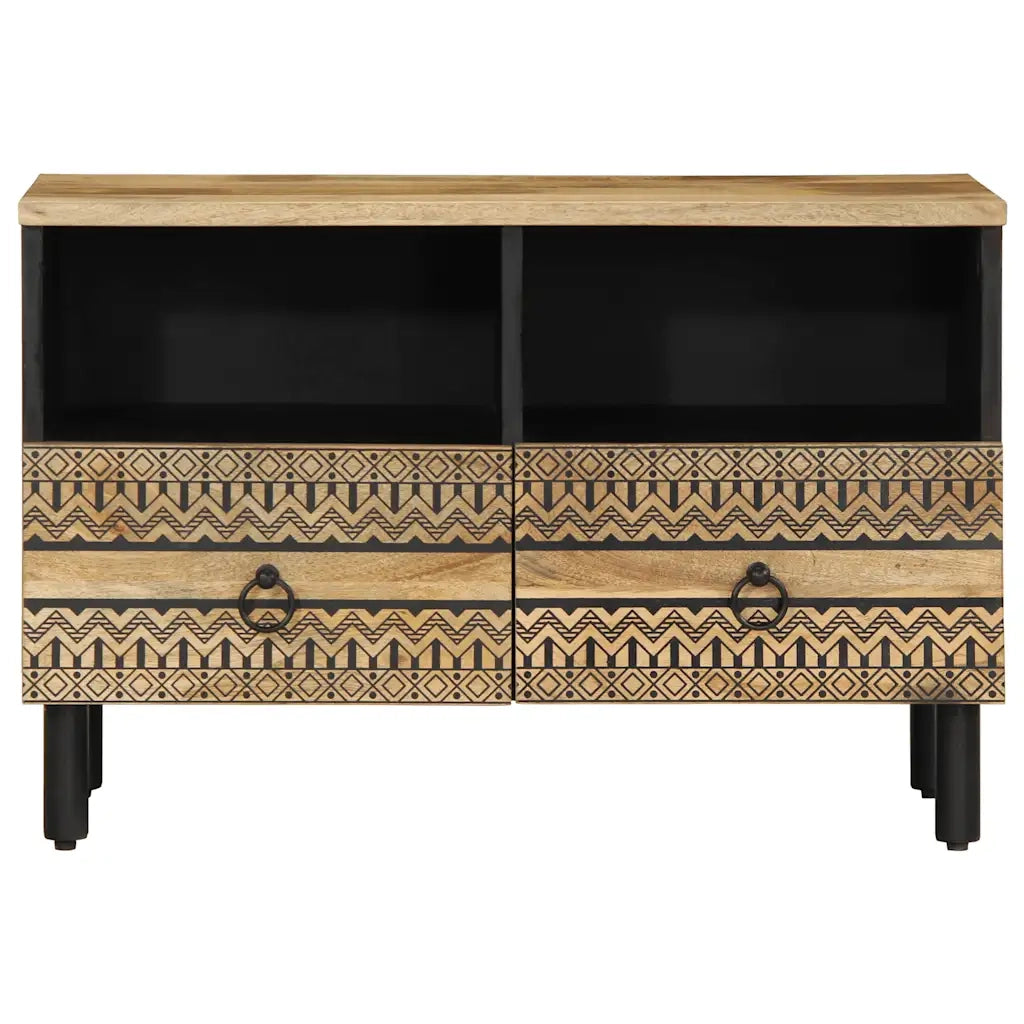 vidaXL Mobile Porta TV Nero 70x33,5x46 cm Legno Massello Mango Grezzo