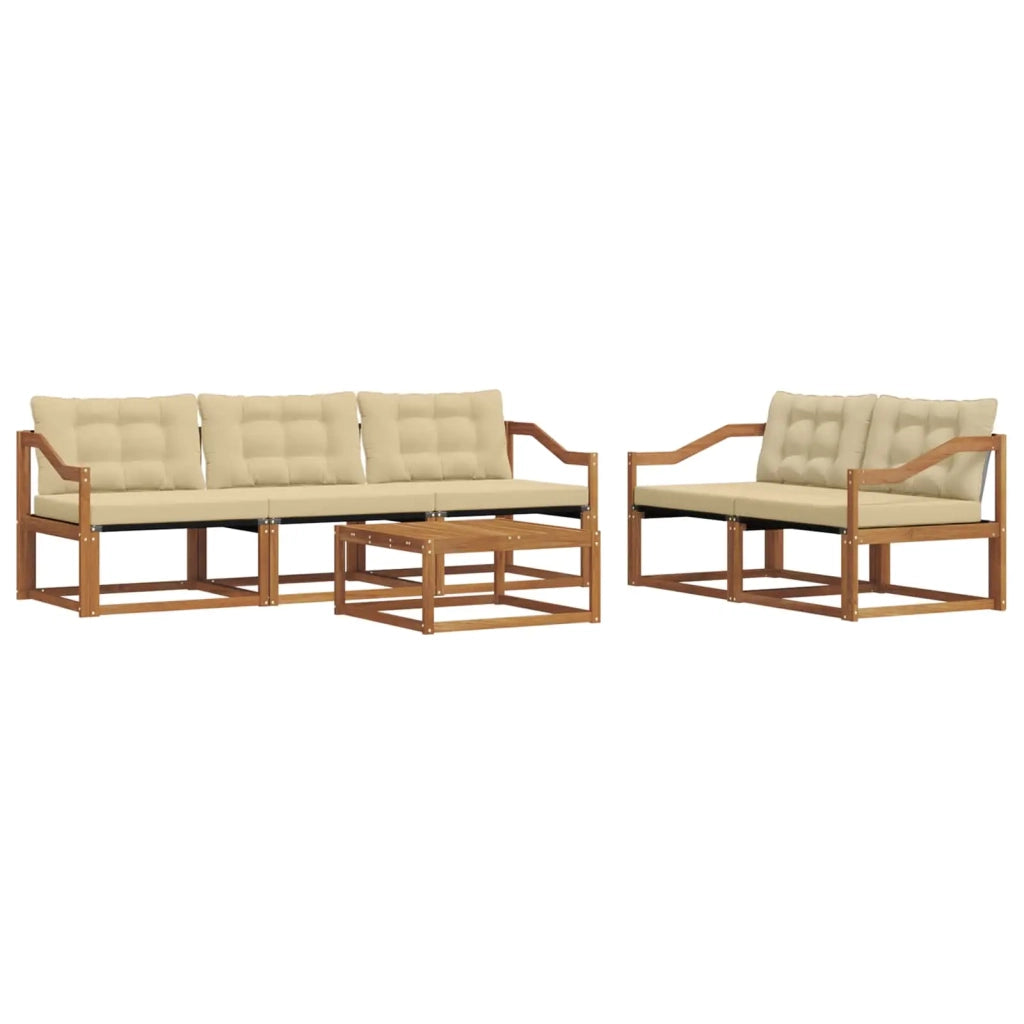 Set di divani da esterno con cuscino 6 pcs Naturale e Beige 3369204