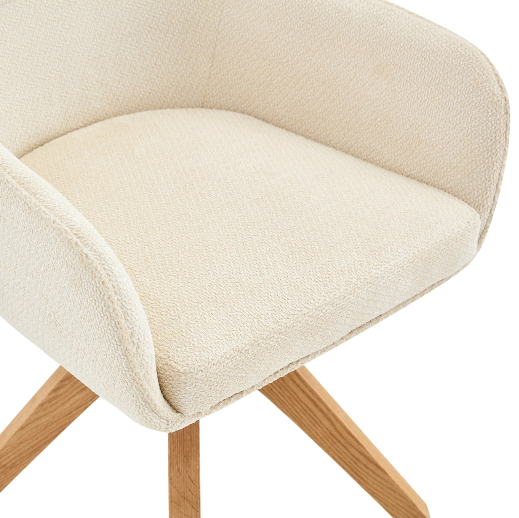 Set di 2 sedie da pranzo girevoli 360° con braccioli in tessuto e legno; beige