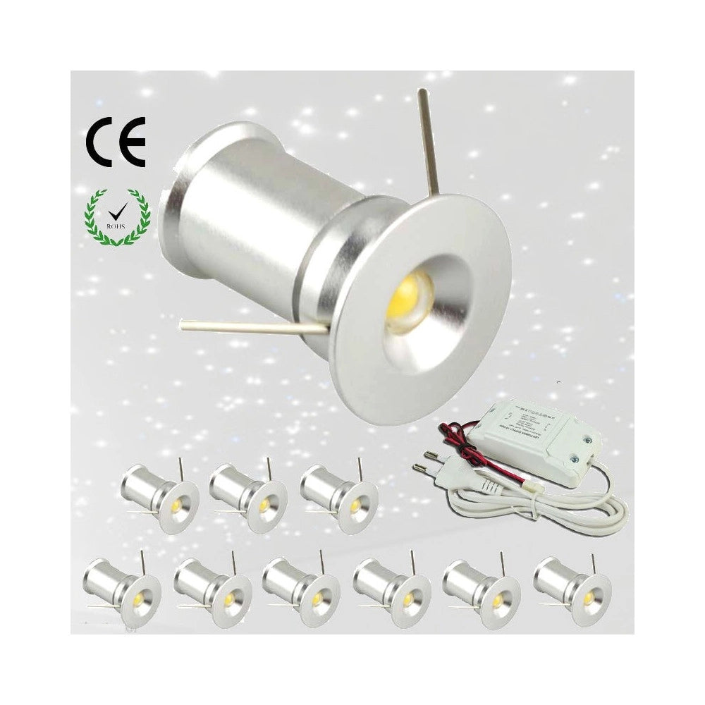 Trade Shop - Punto Luce 9 Led Soffitto Cielo Stellato Bianco Freddo Caldo Naturale Blu 1w - -bianco Naturale      -