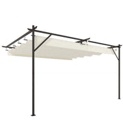 GAZEBO PERGOLA ADDOSSATA 3X4 M CON TETTO RETRATTILE SCORREVOLE E FORI DI DRENAGGIO, BIANCO CREMA