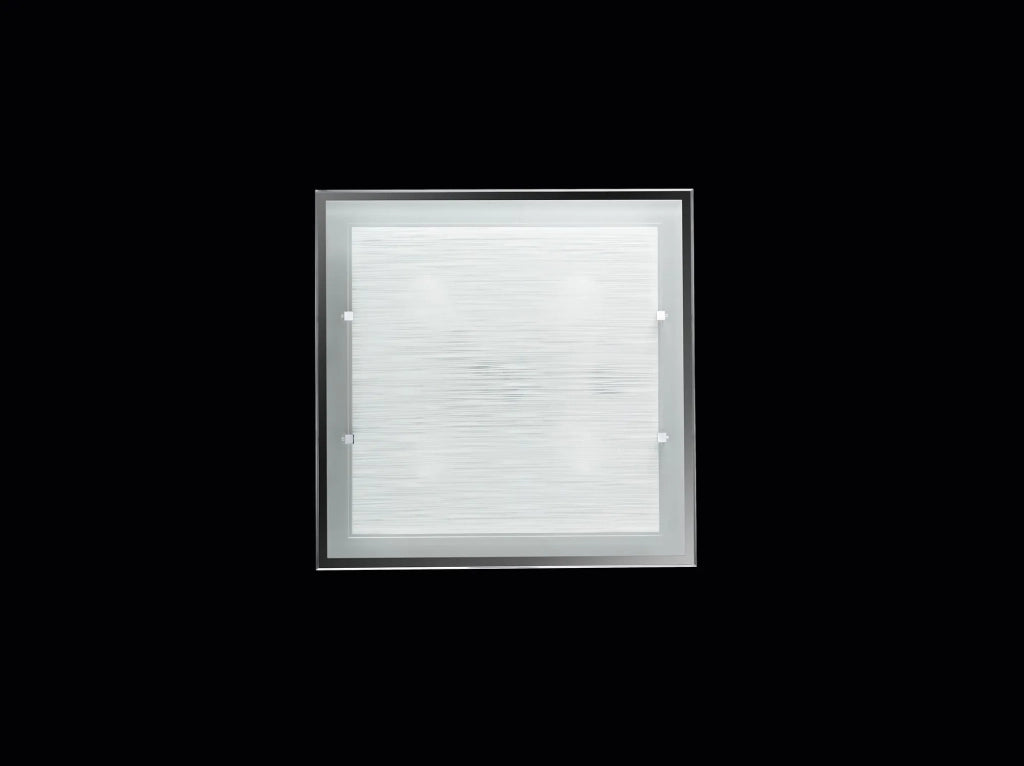 Plafoniera vetro bianco striato 4 luci attacco E27 in metallo e allumnio 50cm Frame