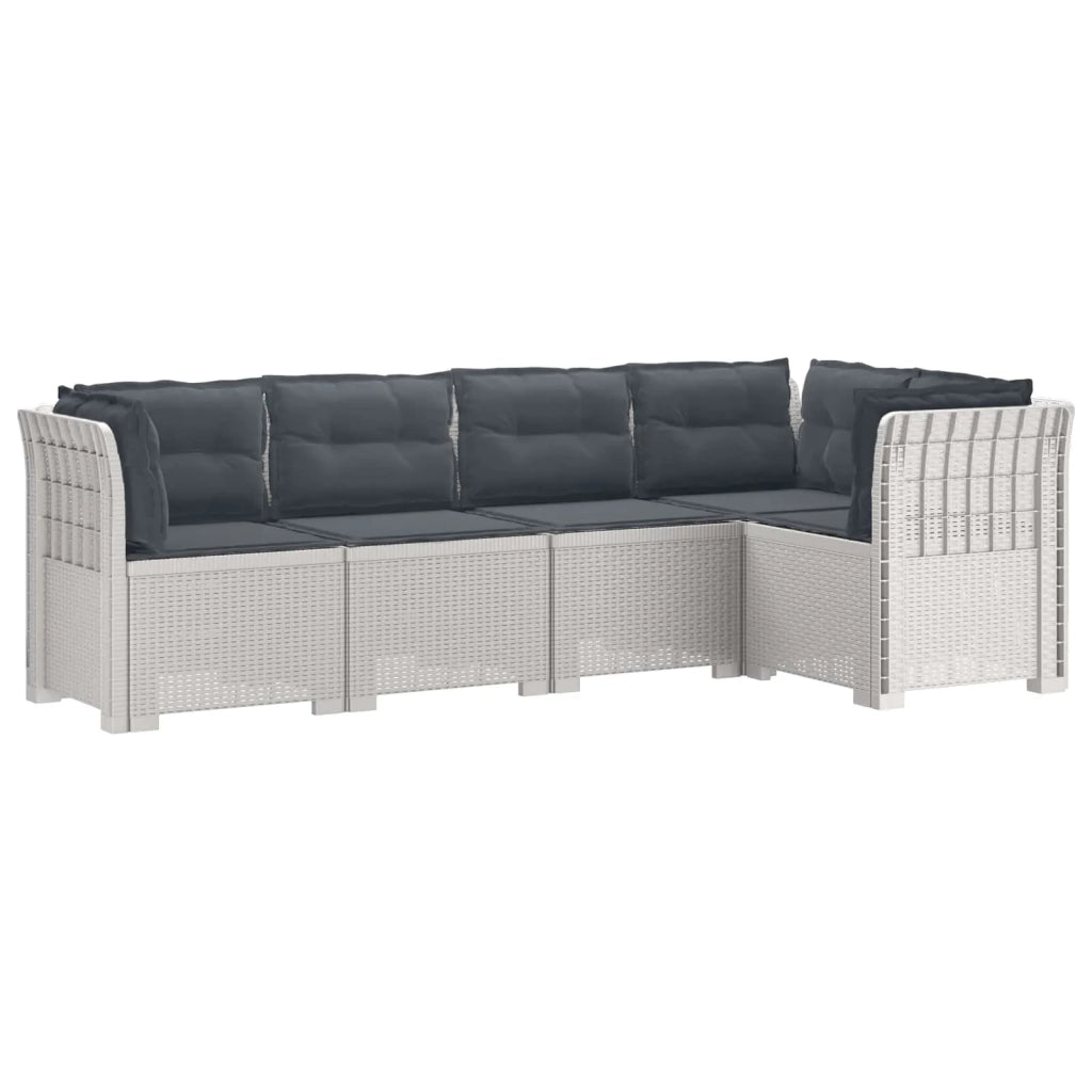 Divano da Giardino 5 Posti con Cuscini Stile Rattan PP Bianco 3444061