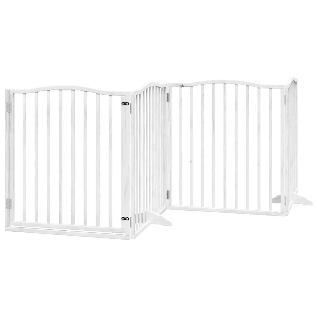 Cancelletto di sicurezza per animali domestici porta pieghevole 12 pannelli legno di pioppo bianco 02_0023171