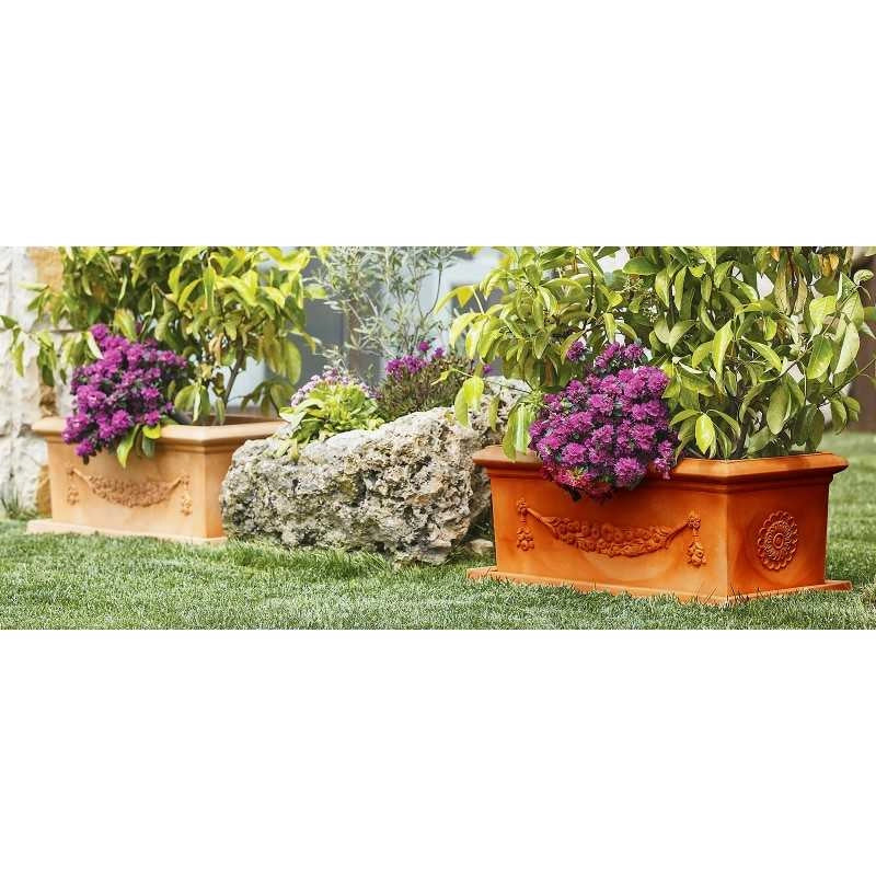 Vaso Fioriera decorativa classica tradizionale 100x47 H38 in polimero resistente terracotta per piante per giardini e terrazze - Made in Italy