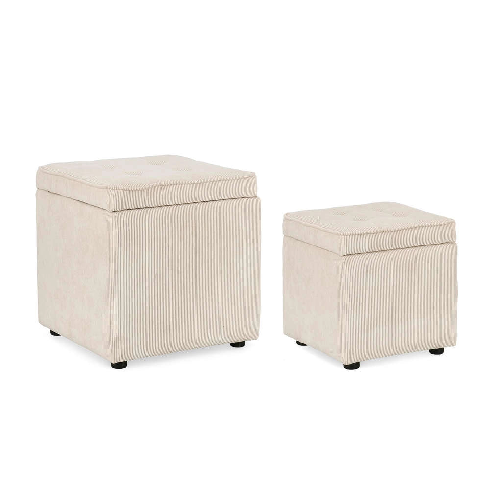 Pouf Contenitore in Velluto a Coste Bianco Dylan Bizzotto Formato: 35 x 35