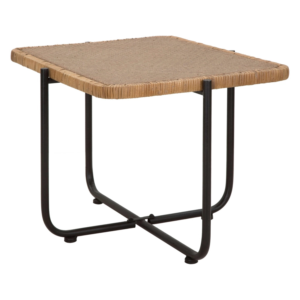 Fali, Tavolino da Salotto Effetto Rattan, 75x55x47h cm Marrone