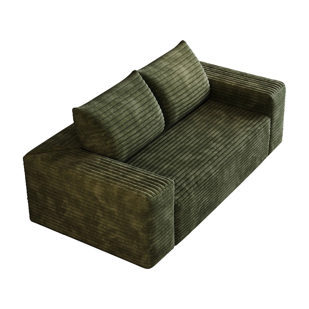 Divano 2 posti in velluto verde ¨C Minimal ¨C 180cm imbottito senza montaggio