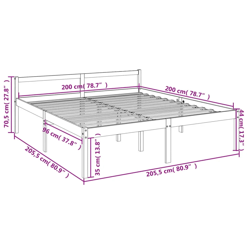 Letto per Anziani Bianco 200x200 cm in Legno Massello di Pino 810635