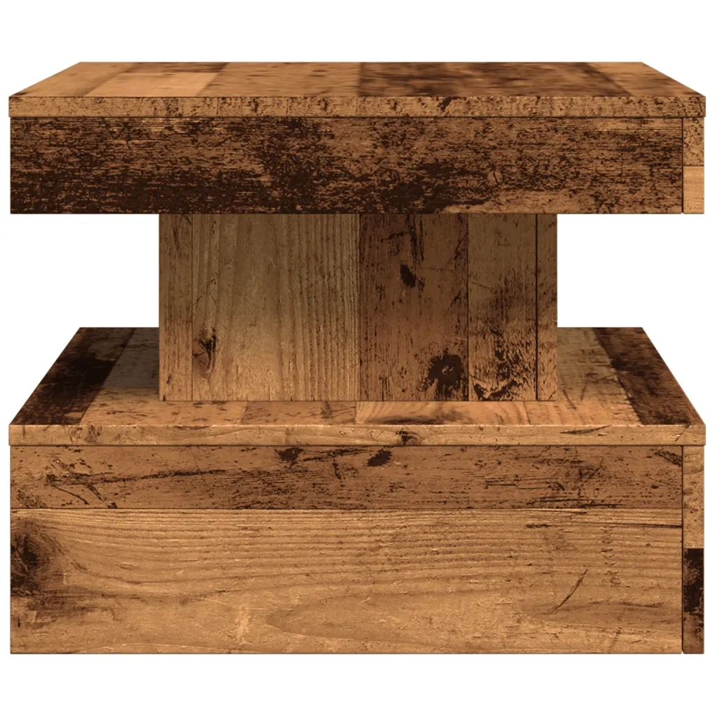 Tavolino da Salotto con Luci LED Legno Antico 50x50x40 cm