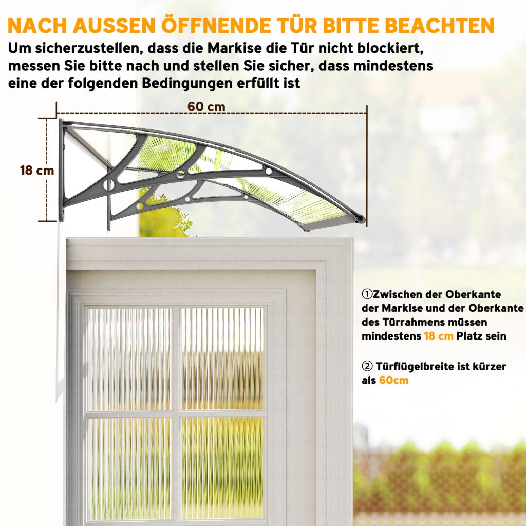 Copertura per Porta ¨C zephmum ¨C Grigio Polycarbonat Aluminium 110x60x18