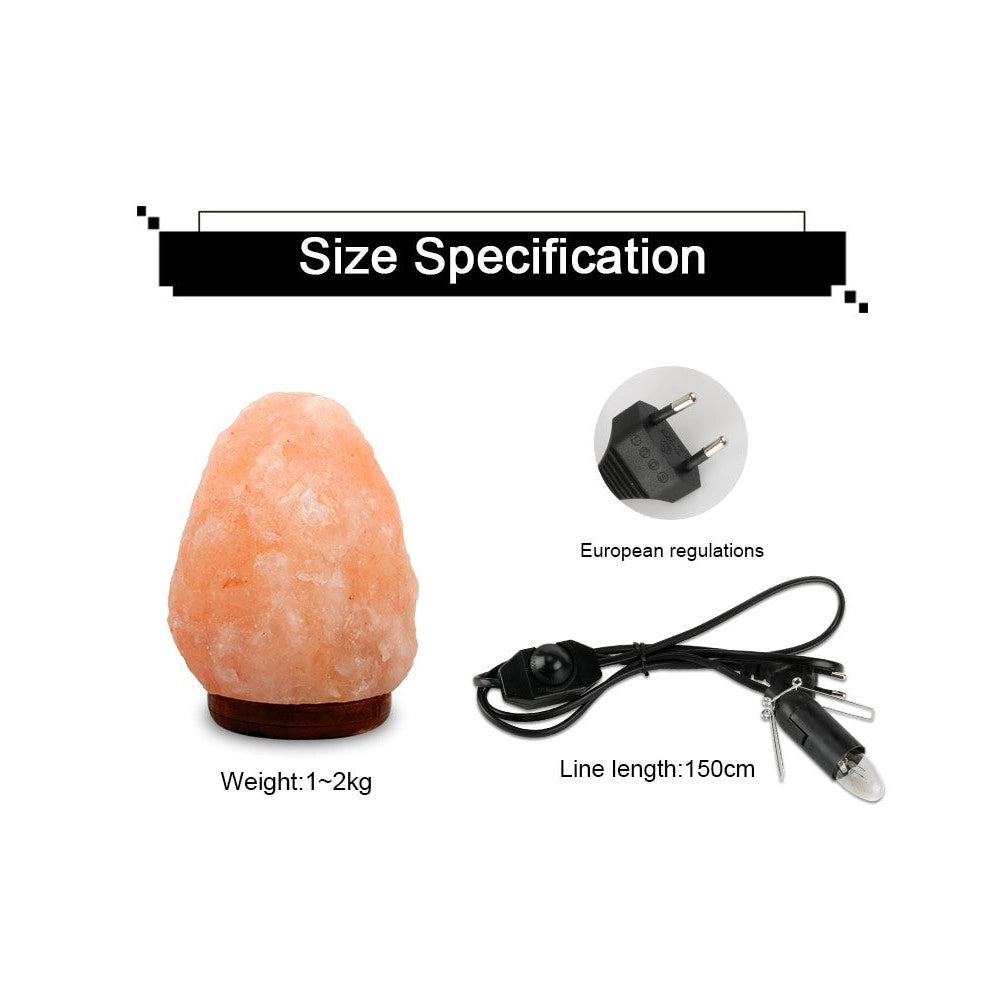 Trade Shop - Lampada Pietra Di Sale Himalayano Con Base In Cedro Allevia Stress Purifica Aria -