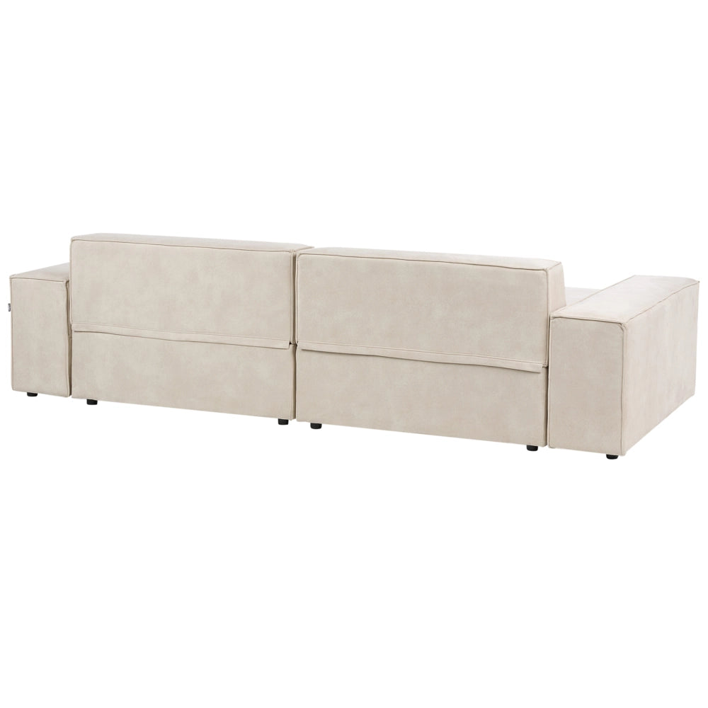 Divano angolare modulare a 2 posti a destra Divano componibile in velluto beige con gambe nere Soggiorno moderno