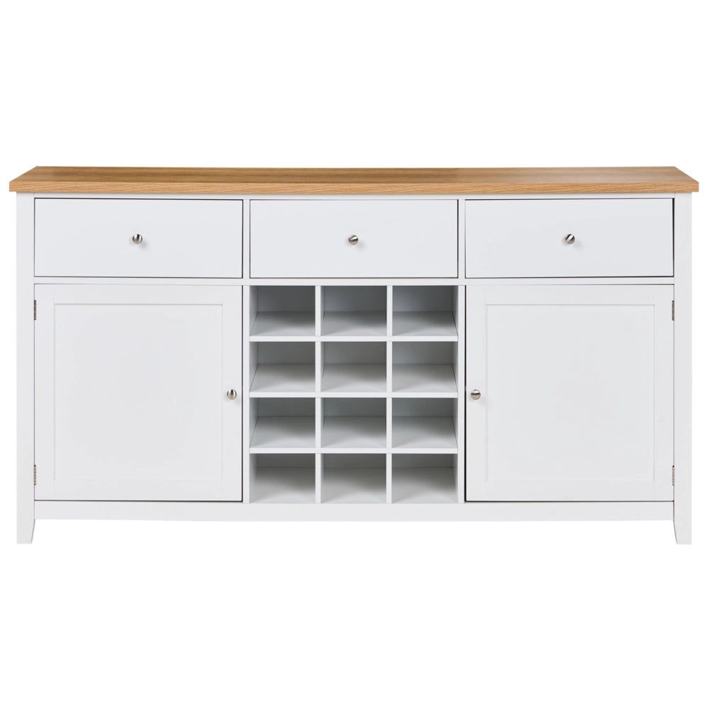 Credenza bianca in MDF a 2 ante, ripiani, cassetto, portabottiglie, credenza in stile moderno, corridoio