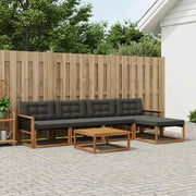 Set di divani da esterno con cuscino 6 pcs Naturale e Nero 3381376