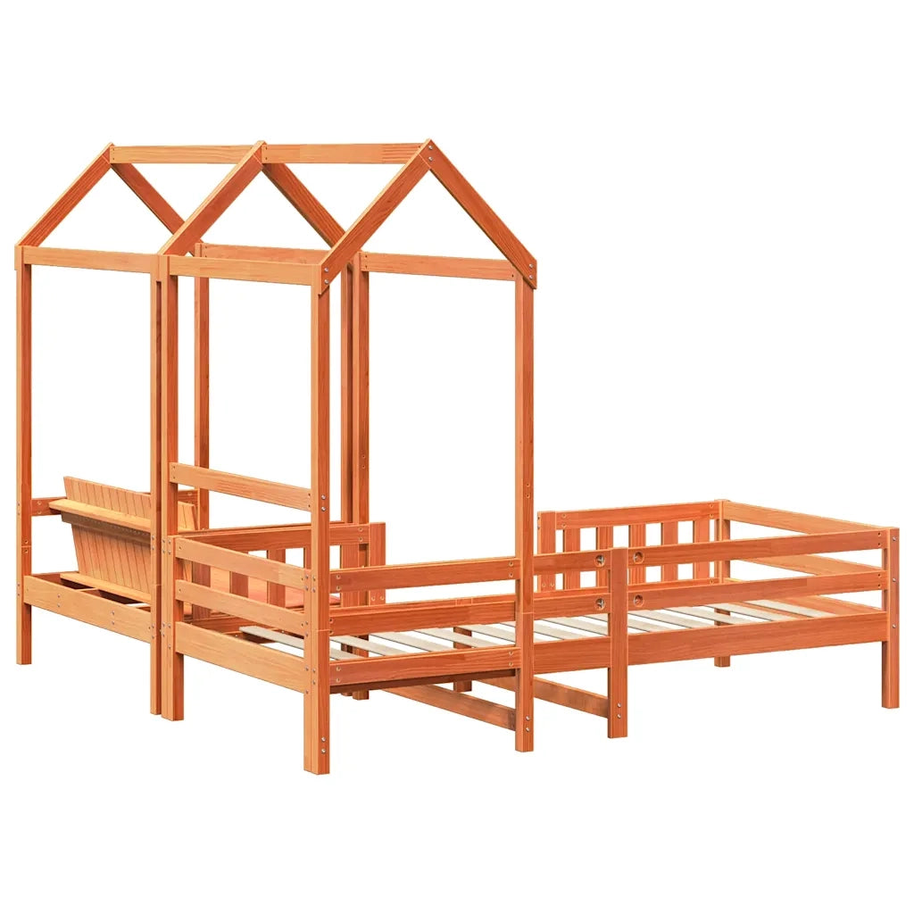 vidaXL Giroletto con Panca e Tetto Marrone Cera 75x190cm Massello Pino