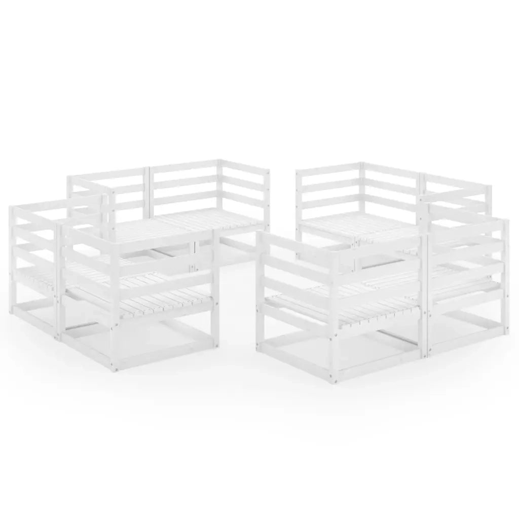 Set Divani da Giardino 8 pz Bianco in Legno Massello di Pino cod mxl 35679