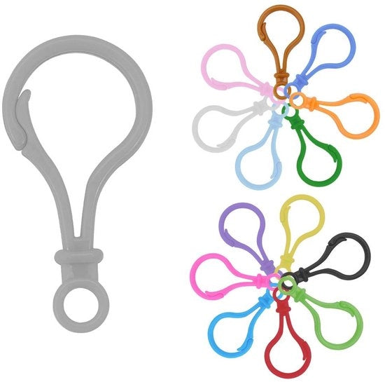 Hanger per chiavi in plastica - 98 pezzi - 14 colori - 51x25x5,5mm - foro: 6mm - kit DIY