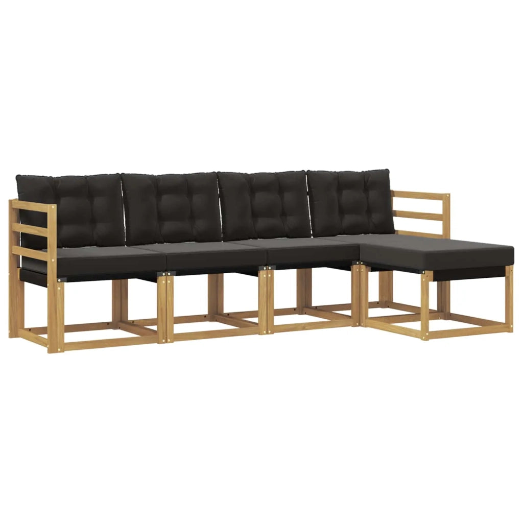 Set di divani da esterno 5 pz Bianco e Nero 3389370