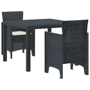 Set da Pranzo per Giardino 3 pcs Antracite Polipropilene