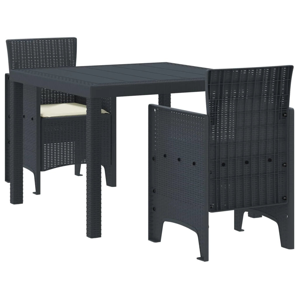 Set da Pranzo per Giardino 3 pcs Antracite Polipropilene