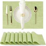 Set di placemats in PVC - 8 pezzi - 30*45*0.1cm - Lavabile - Antiscivolo - Resistente al calore - Placemats in PVC - Idonei per cucine, tavoli da pranzo, alberghi - Placemats in PVC semplici e tessuti - Adatti per bicchieri, piatti e ciotole in ceramica