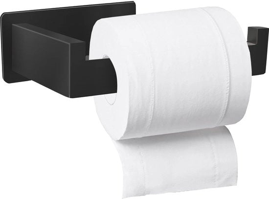 Supporto per rotoli di carta igienica senza forare, supporto per rotoli di carta igienica adesivo, supporto per rotoli di carta igienica in acciaio inossidabile da applicare, supporto per rotoli di carta igienica per cucina e bagno (nero)